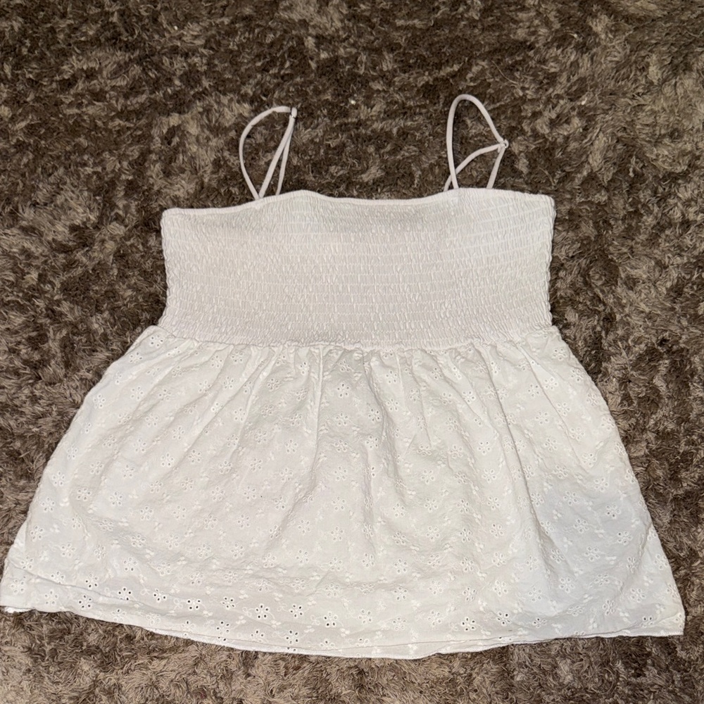 White Eyelet Women's Medium Top